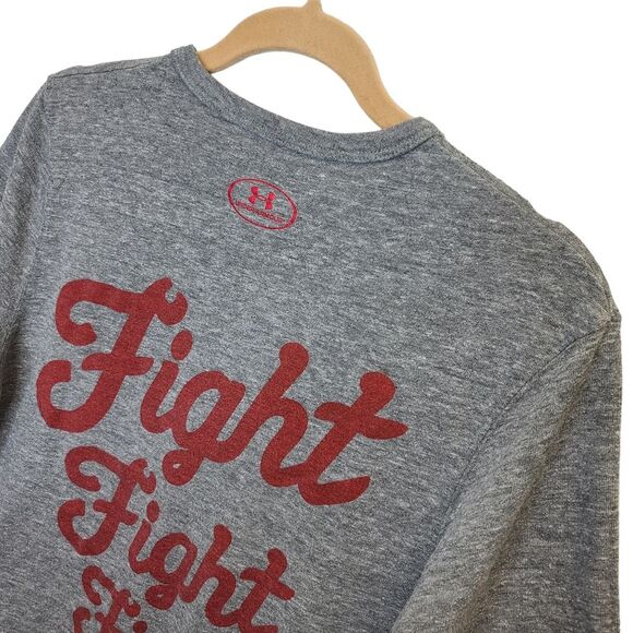 Under Armour Mens Wisconsin Badgers Gray Red Loose HeatGear Crewneck Tshirt S - Picture 9 of 13